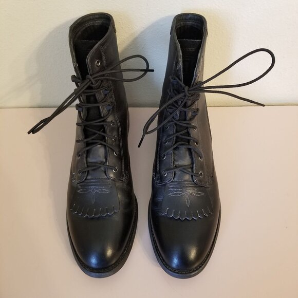 Ariat 8C High Top Boots Leather Kiltie Lace Up Granny 33501 Heritage Lacer - Picture 5 of 12